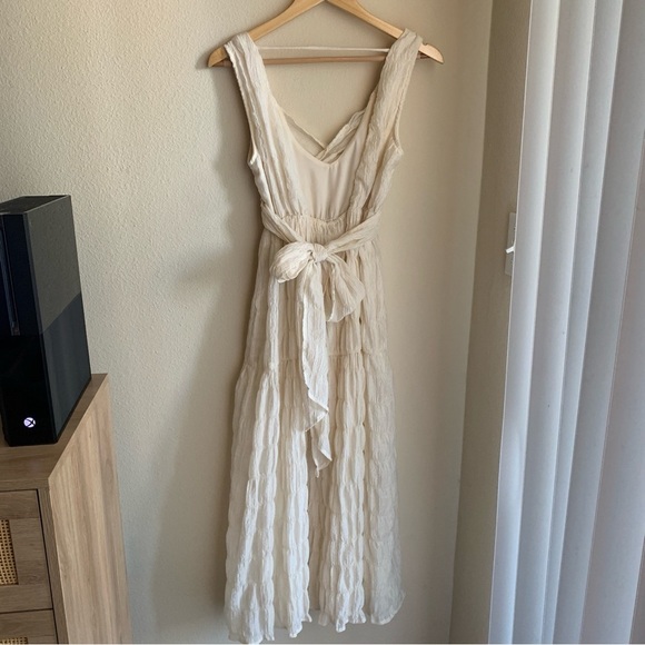 Lush Elegant Cream Wrap Maxi Dress - Picture 5 of 9
